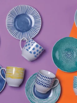 Tazas espresso con platitos, 6 uds.