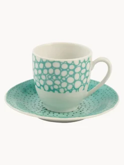 Tazas espresso con platitos, 6 uds.
