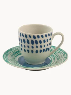 Tazas espresso con platitos, 6 uds.