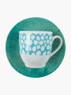 Tazas espresso con platitos, 6 uds.