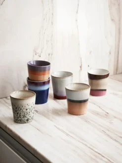 Tazas pequeñas artesanales 70's, 4 uds.