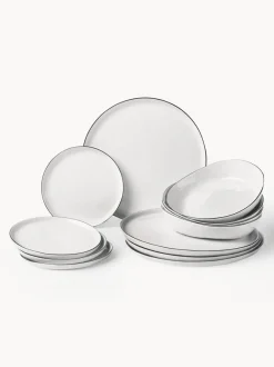Vajilla artesanal de porcelana Salt, 4 comensales (12 pzas.)