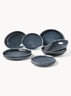 Vajilla artesanal en forma orgánica Macey, 4 comensales (12 pzas.)