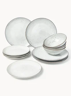 Vajilla artesanal Nordic Sand, 4 comensales (12 pzas.)