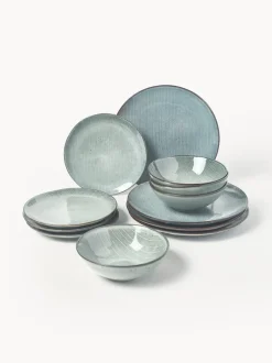 Vajilla artesanal Nordic Sea, 4 comensales (12 pzas.)