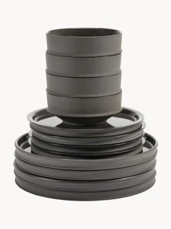 Vajilla de porcelana con esmalte reactivo Dune, 4 comensales (12 pzas.)