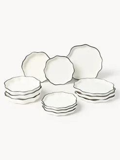 Vajilla de porcelana con volantes Bia, 4 comensales, 12 pzas.