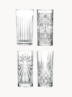 Vasos altos de cristal con relive Bichiera, 4 uds.
