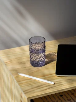 Vasos altos soplados artesanalmente Hobnail (6 uds.)