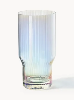 Vasos altos soplados con relieve y brillo nacarado Juno, 4 uds.