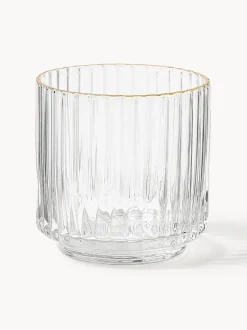 Vasos de agua soplados con borde dorado Aleo, 4 uds.