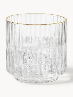 Vasos de agua soplados con borde dorado Aleo, 4 uds.