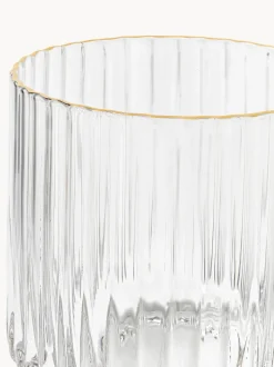 Vasos de agua soplados con borde dorado Aleo, 4 uds.