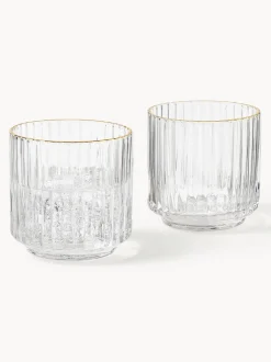 Vasos de agua soplados con borde dorado Aleo, 4 uds.