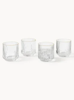 Vasos de agua soplados con borde dorado Aleo, 4 uds.
