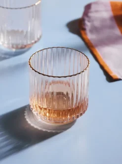 Vasos de agua soplados con borde dorado Aleo, 4 uds.