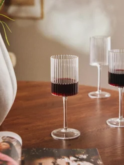 Vasos de agua soplados con borde dorado Aleo, 4 uds.