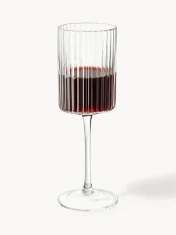 Vasos de agua soplados con borde dorado Aleo, 4 uds.