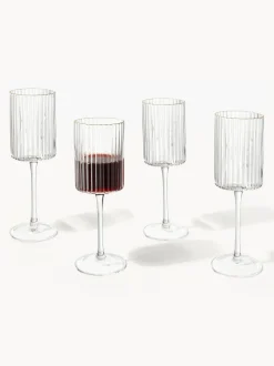 Vasos de agua soplados con borde dorado Aleo, 4 uds.