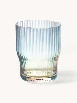 Vasos de agua soplados con relieve y brillo nacarino Juno, 4 uds.