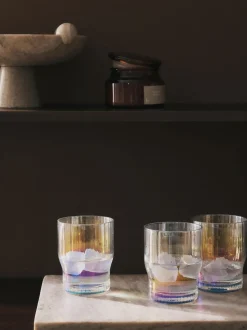 Vasos de agua soplados con relieve y brillo nacarino Juno, 4 uds.