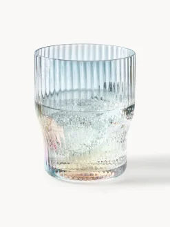 Vasos de agua soplados con relieve y brillo nacarino Juno, 4 uds.