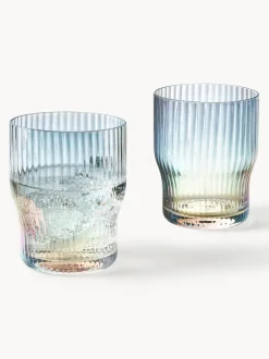 Vasos de agua soplados con relieve y brillo nacarino Juno, 4 uds.