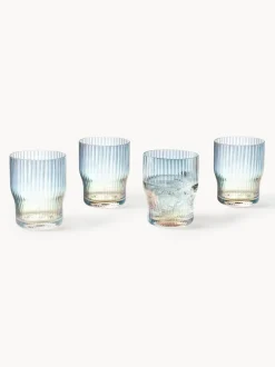 Vasos de agua soplados con relieve y brillo nacarino Juno, 4 uds.
