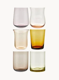 Vasos de vidrio soplado Desiguale, 6 uds., tamaños y colores diferentes