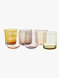 Vasos de vidrio soplado Desiguale, 6 uds., tamaños y colores diferentes