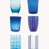 Vasos de vidrio soplados artesanalmente Melting Pot Sea, 6 uds.