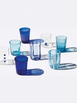 Vasos de vidrio soplados artesanalmente Melting Pot Sea, 6 uds.