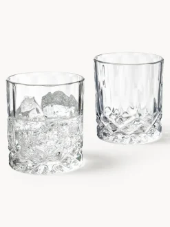 Vasos old fashioned con relieve de cristal George, 4 uds.