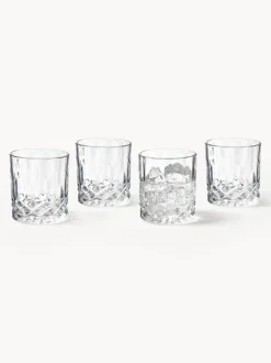 Vasos old fashioned con relieve de cristal George, 4 uds.