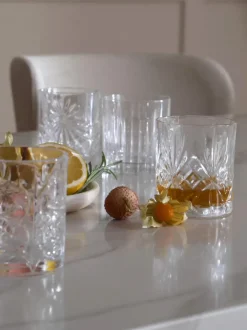 Vasos old fashioned de cristal con relieve Bichiera, 4 uds.