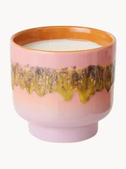 Vela perfumada artesanal de dos mechas 70´s (rosas y vainilla)