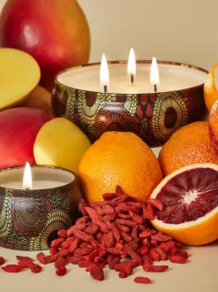 Vela perfumada artesanal de tres mechas Japonica Collection (bayas de goji, mango y naranja tarocco)