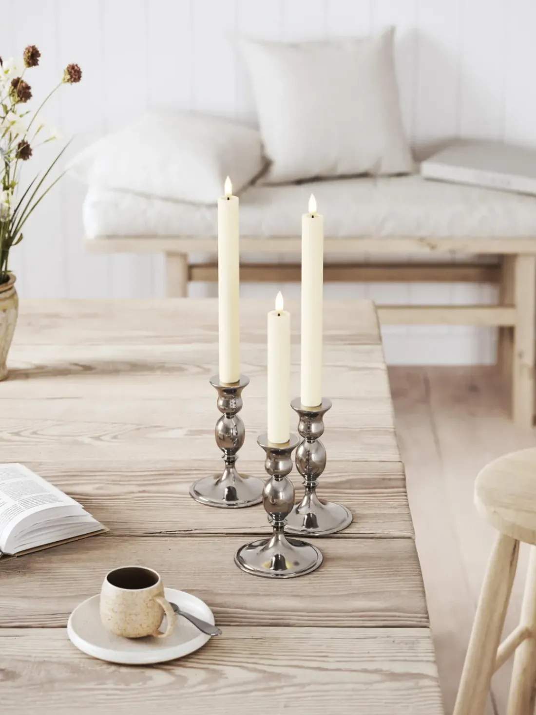 Velas cónicas LED artesanales Real Flame, 15 cm, 2 uds.