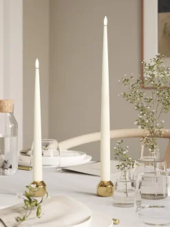 Velas cónicas LED artesanales Real Flame, 38 cm, 2 uds.
