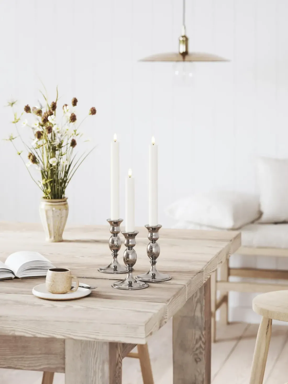 Velas cónicas LED artesanales Real Flame, 24 cm, 2 uds.