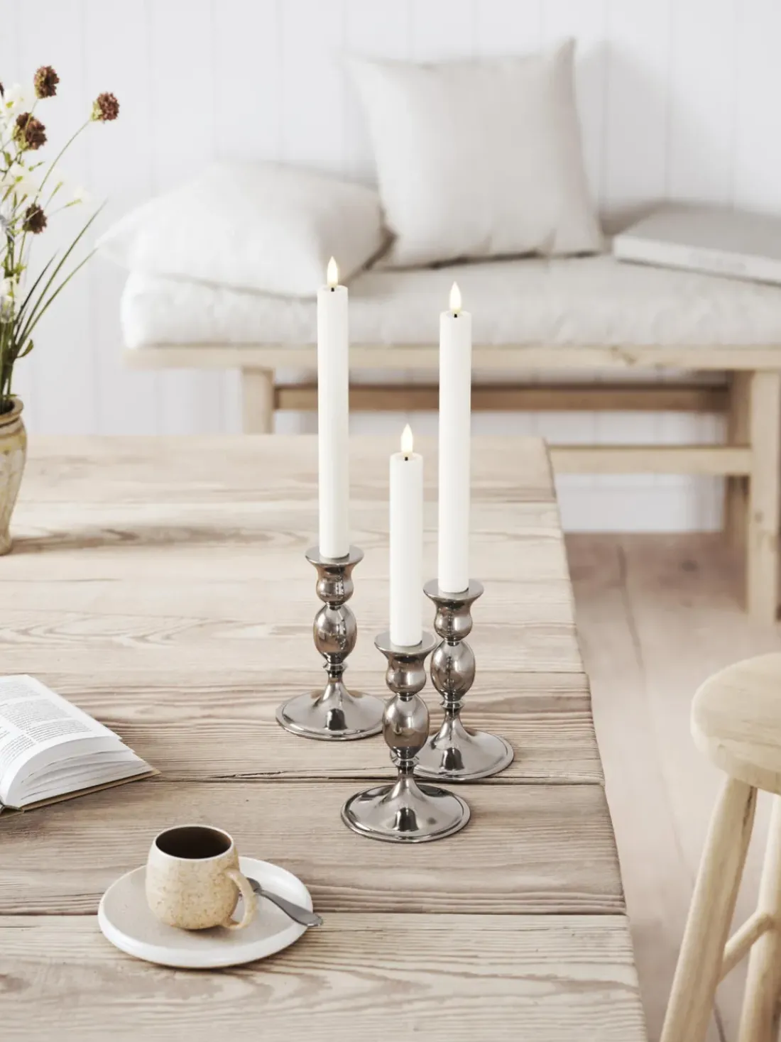 Velas cónicas LED artesanales Real Flame, 15 cm, 2 uds.