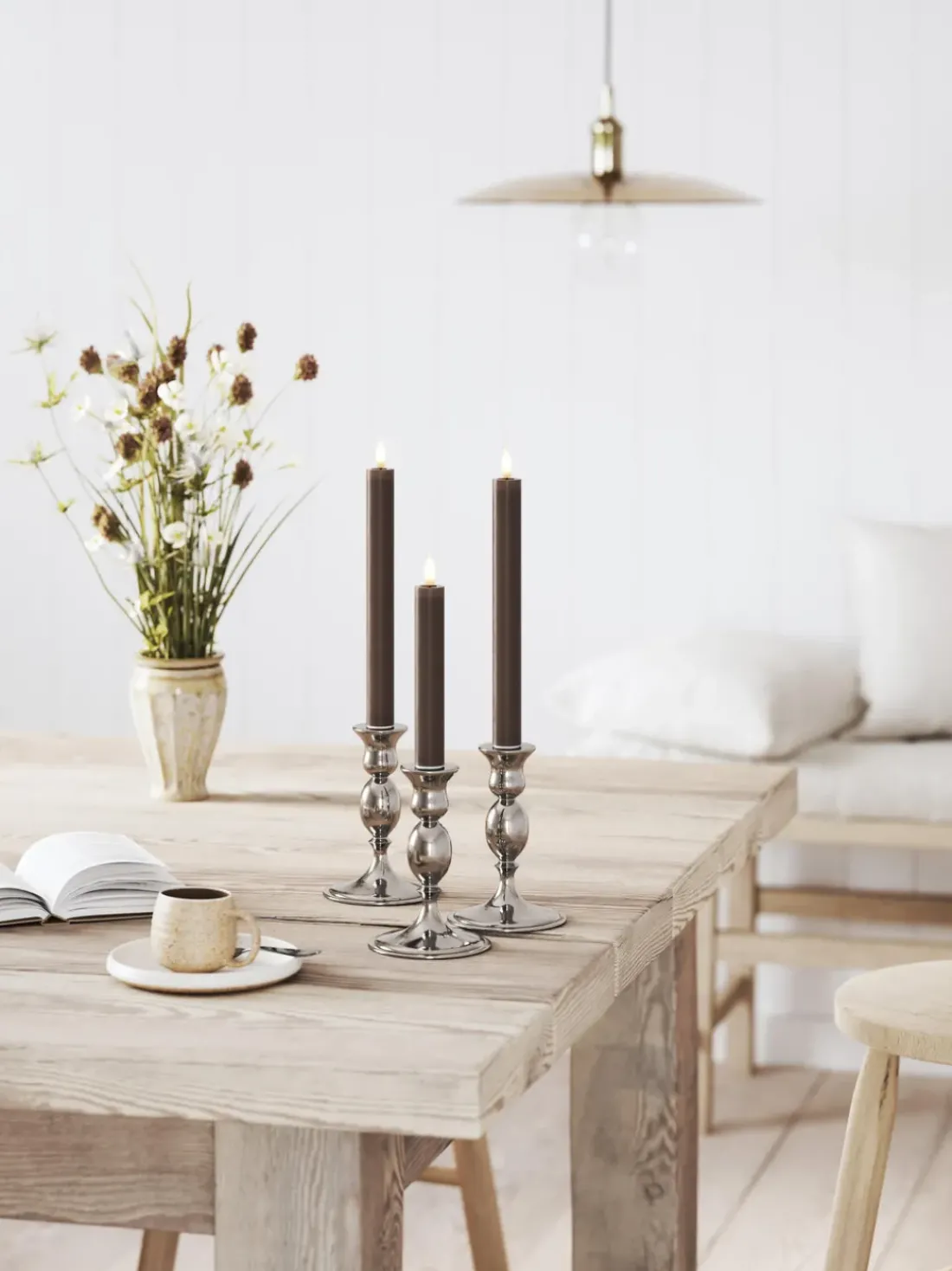 Velas cónicas LED artesanales Real Flame, 15 cm, 2 uds.