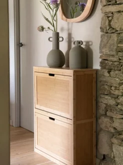 Zapatero de pared de madera de bambú Kedar